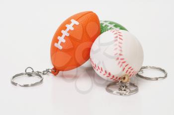 Close-up of assorted balls shaped key rings