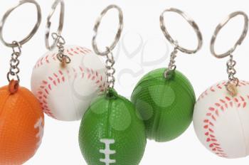Close-up of assorted balls shaped key rings