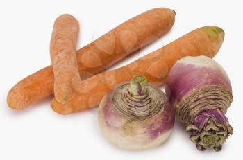 Close-up of carrots with turnips