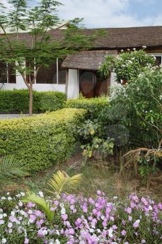 Garden in front of a tourist resort, Jim Corbett National Park, Nainital, Uttarakhand, India