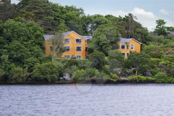 Houses at lakeside, Lakes of Killarney, County Kerry, Republic of Ireland