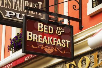 Signboard of a bed and breakfast, Kenmare, County Kerry, Republic of Ireland