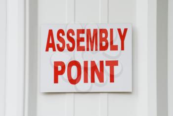 Close-up of 'Assembly Point' signboard, Bangalore, Karnataka, India