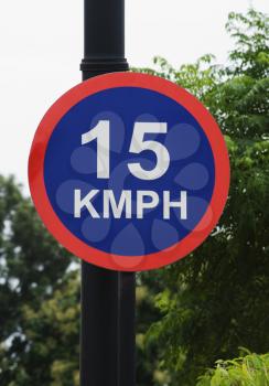 Close-up of a 'Speed Limit' road sign, Bangalore, Karnataka, India