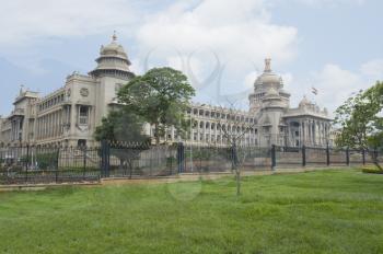 Trees in front of a government building, Vidhana Soudha, Bangalore, Karnataka, India