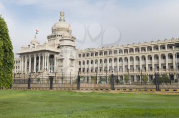 Government building viewed from a garden, Vidhana Soudha, Bangalore, Karnataka, India