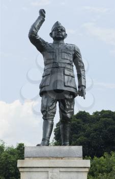 Low angle view of a statue of Subhas Chandra Bose, Bangalore, Karnataka, India