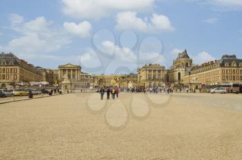Tourists in front of a palace, Chateau de Versailles, Versailles, Paris, France