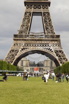 Tourists near a tower, Eiffel Tower, Paris, France