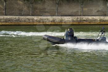 Motorboat in the river, Paris, France
