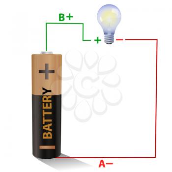 Battery connected to a light bulb