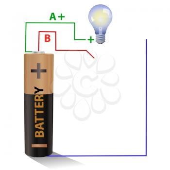 Battery connected to a light bulb