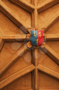 Coat of arms on a wall, Oxford University, Oxford, Oxfordshire, England