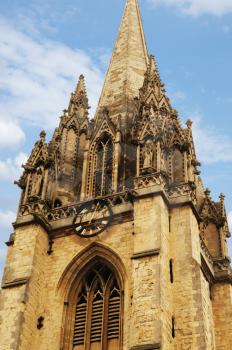 Low angle view of university church, University Church Of St Mary The Virgin, Oxford University, Oxford, Oxfordshire, England