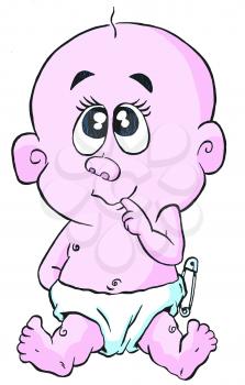 Royalty Free Clipart Image of an Infant in a Diaper