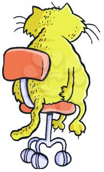 Royalty Free Clipart Image of a Cat Sitting on a Chair