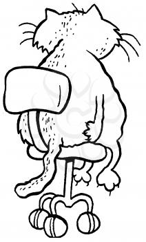 Royalty Free Clipart Image of a Cat on a Chair From Behind