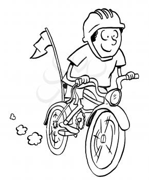 Royalty Free Clipart Image of a Boy on a Bike