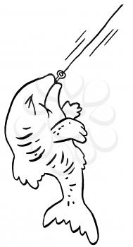 Royalty Free Clipart Image of a Fish on a Hook