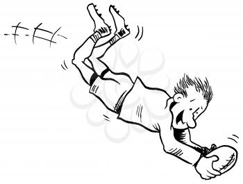 Royalty Free Clipart Image of a Man Making a Diving Catch