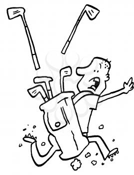 Royalty Free Clipart Image of a Running Golfer