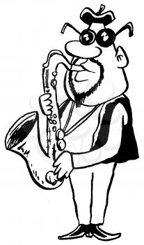 Royalty Free Clipart Image of a Man Playing the Sax