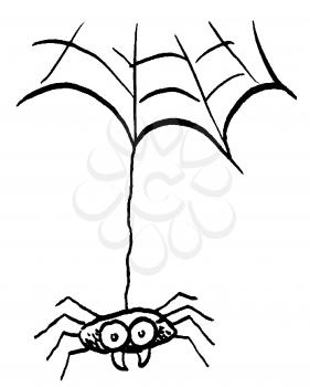 Royalty Free Clipart Image of a Spiderweb and Spider