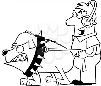 Royalty Free Clipart Image of a Man With a Big Dog