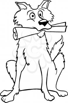 Royalty Free Clipart Image of a Dog With a Newspaper