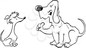 Royalty Free Clipart Image of a Dog Telling Another Dog Who's Boss