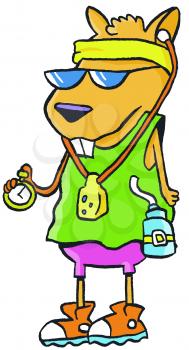Royalty Free Clipart Image of a Rodent in Fitness Clothes
