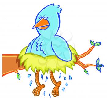 Royalty Free Clipart Image of a Bird With Its Legs Sticking Out of the Nest