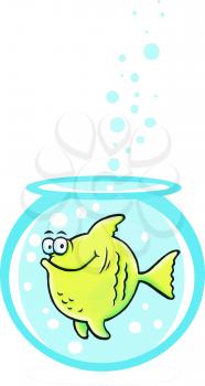 Royalty Free Clipart Image of a Fish in a Bowl