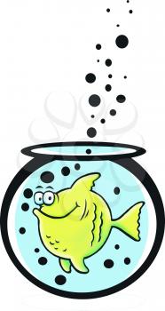 Royalty Free Clipart Image of a Fish in a Bowl