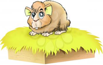 Royalty Free Clipart Image of a Hamster on a Nest