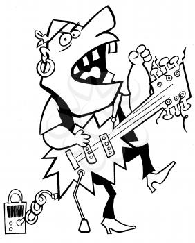 Royalty Free Clipart Image of a Guy With an Electric Guitar