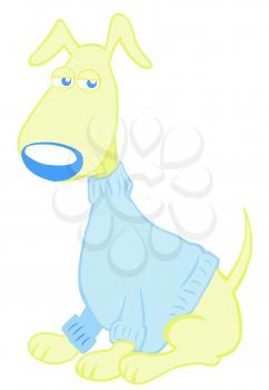 Royalty Free Clipart Image of a Dog in a Sweater