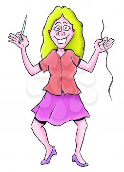 Royalty Free Clipart Image of a Woman With a Needle and Thread