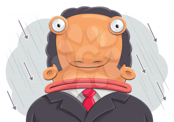 Royalty Free Clipart Image of a Businessman in the Rain