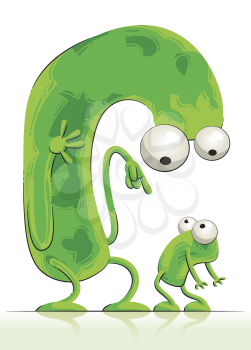 Royalty Free Clipart Image of Two Green Creatures