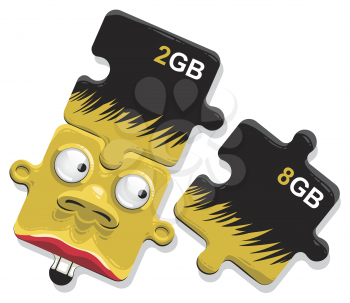 Royalty Free Clipart Image of an Illustration of Memory Cards as Puzzles