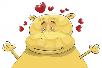 Royalty Free Clipart Image of a Happy Hippopotamus in Love