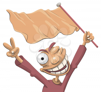 Royalty Free Clipart Image of a Man Waving a Flag