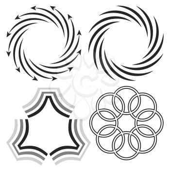 Royalty Free Clipart Image of Four Designs