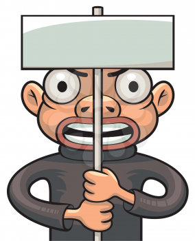 Royalty Free Clipart Image of a Man With a Sign