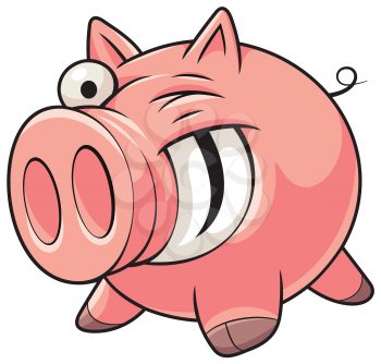 Royalty Free Clipart Image of a Winking Pig
