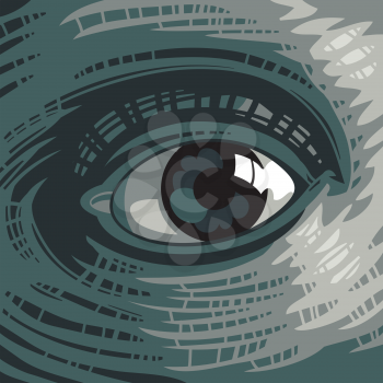 Royalty Free Clipart Image of an Eye in a Vortex