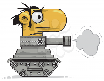 Royalty Free Clipart Image of a Man in a Tank