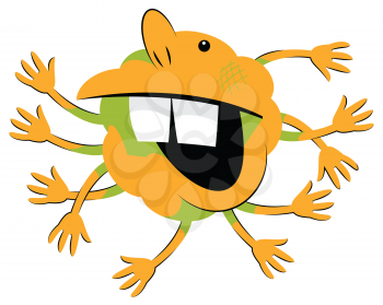 Royalty Free Clipart Image of a Strange Creature With Many Arms