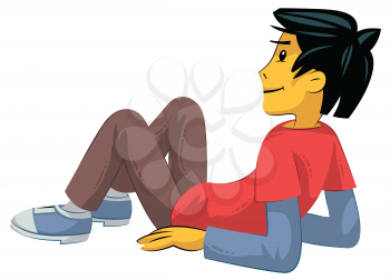 Royalty Free Clipart Image of a Man Sitting on the Ground